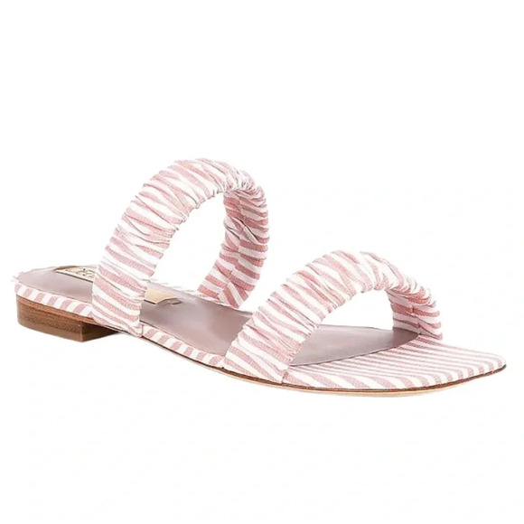 Deltan Sandal Cora Stripe Print Two Band Slides Size 7 NWT - Picture 1 of 10